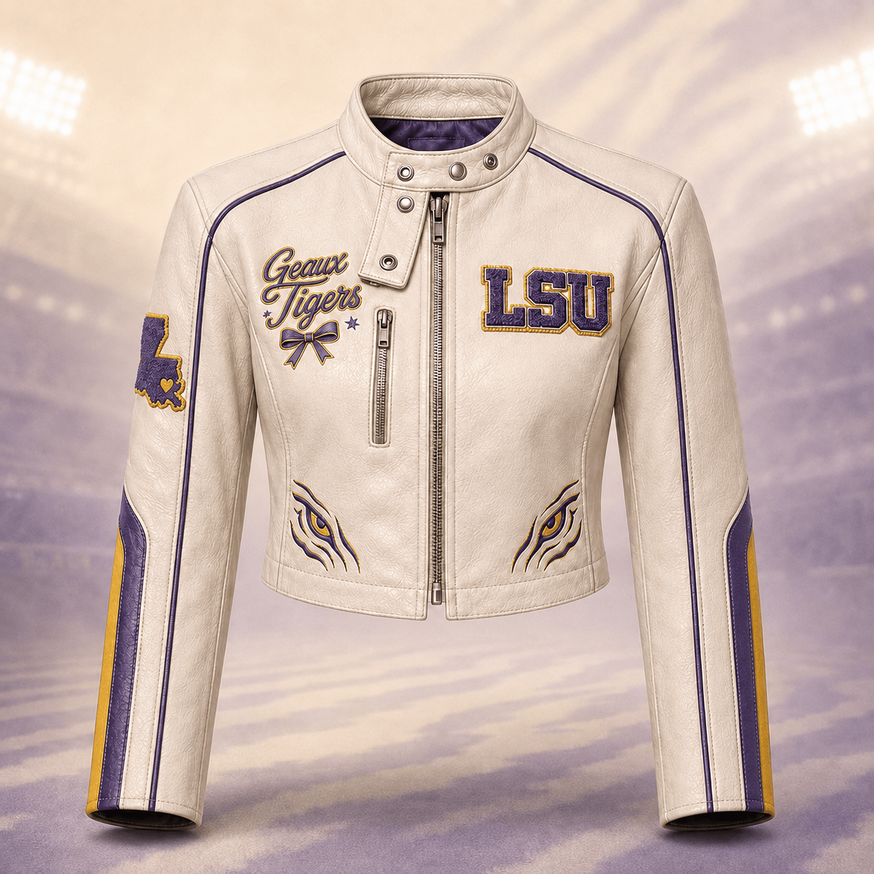 Premium LSU Cropped Leather Zipper Jacket TNSM