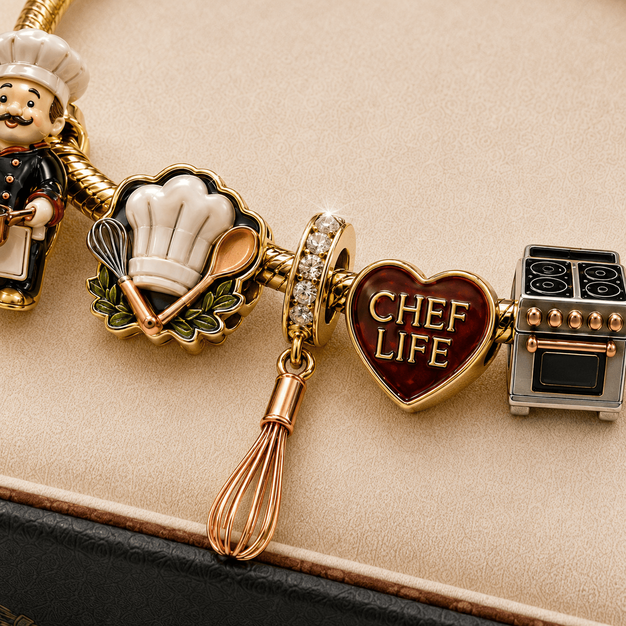 CHEF Gold Charm Bracelet Set TMH