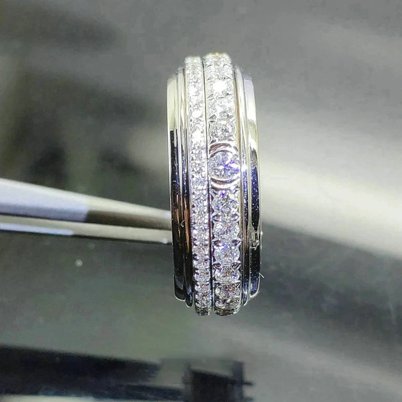Huitan Creative Promise Rings AA Cubic Zircon Sparkling Wedding Rings for Women Silver Color Engagement Trendy Jewelry Drop Ship
