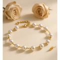 Dainty Pearl Chain Bracelet 14K Gold Plated Minimal Jewelry Gift for Women