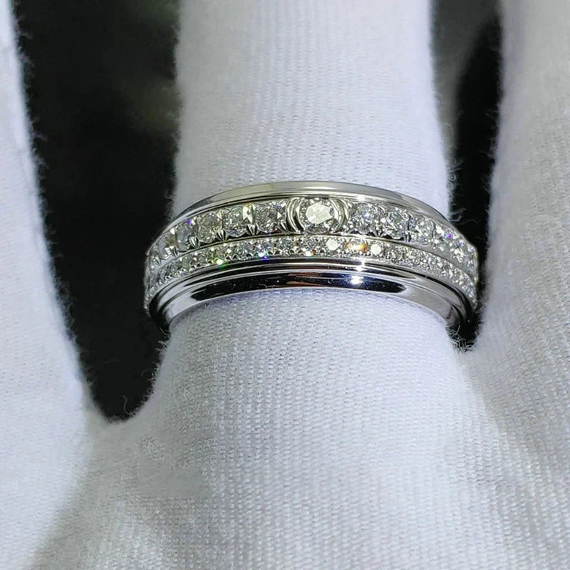 Huitan Creative Promise Rings AA Cubic Zircon Sparkling Wedding Rings for Women Silver Color Engagement Trendy Jewelry Drop Ship