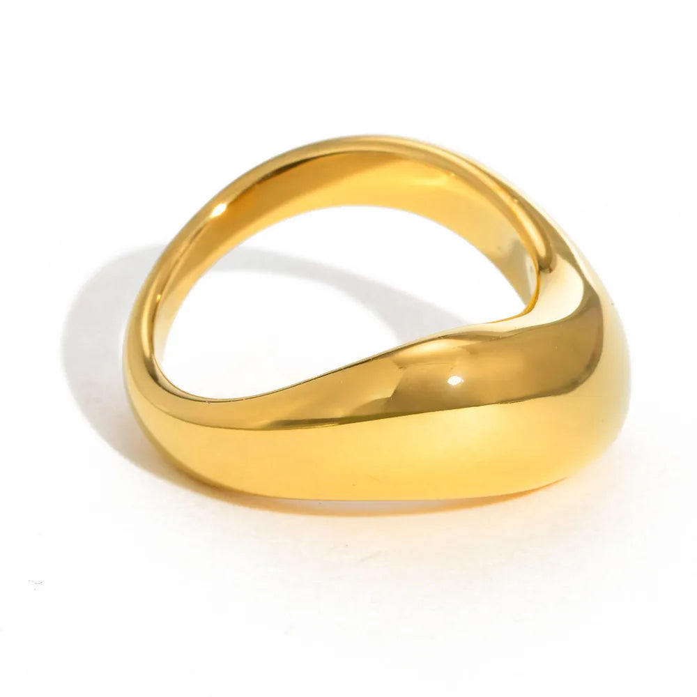 Vnox Women's Statement Ring, Chunky Gold Plated Waved Stainless Steel Finger Band, 2025 New Dainty Stackable Ring Jewelry